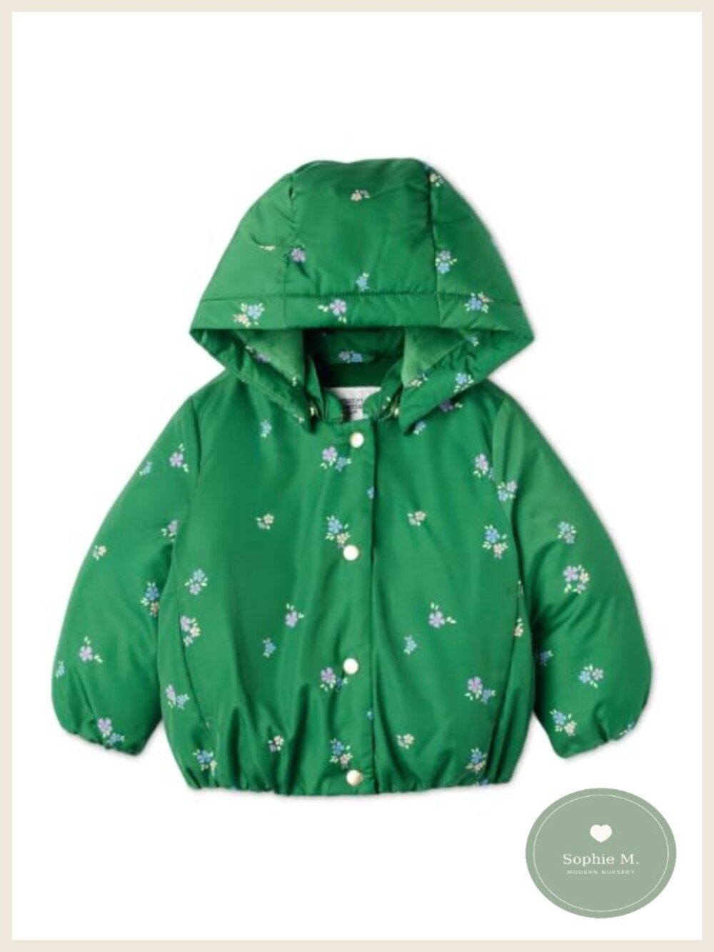 Toddler Girls Hooded Puffer Jacket Water-Repellent Zip Front